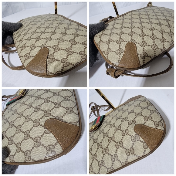 GUCCI Vintage GG Canvas Web Sherry Line Shoulder/Crossbody Bag Beige/Bro… - Picture 10 of 11